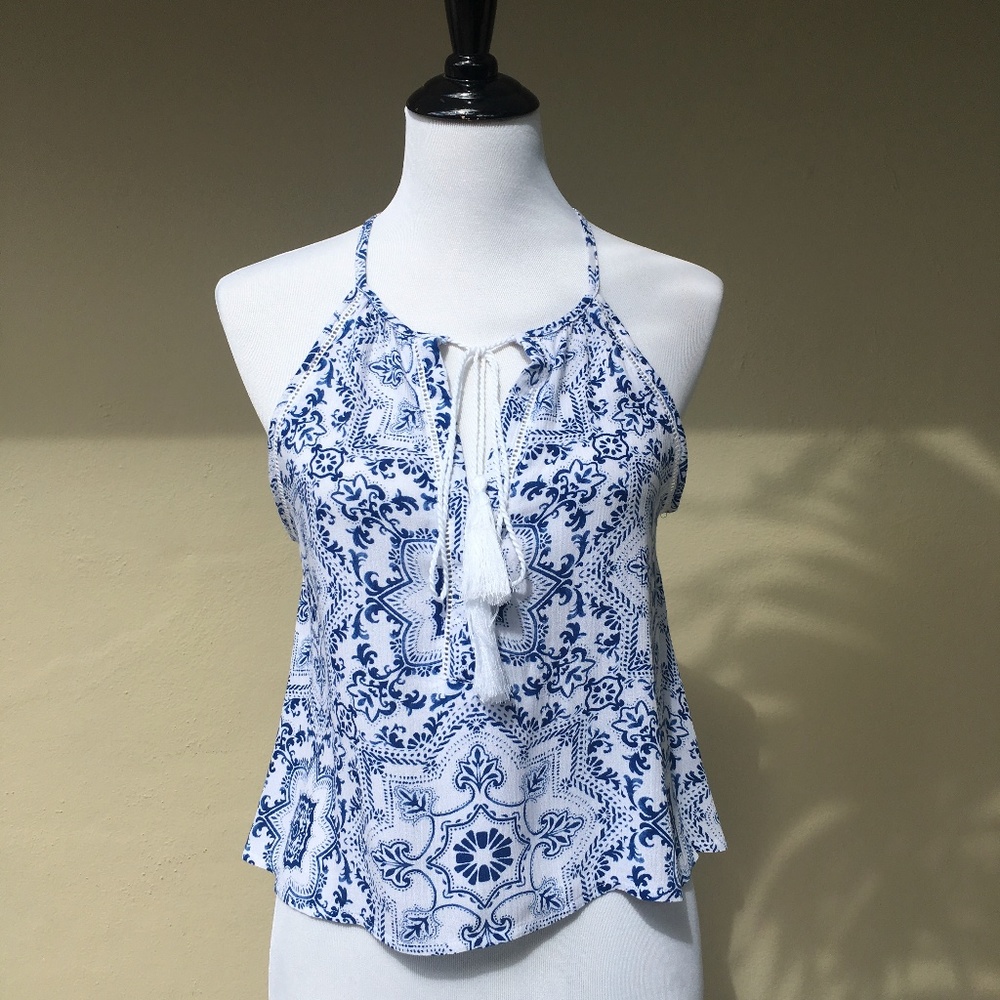 Urban Outfitters Me to We Blue & White Top XS